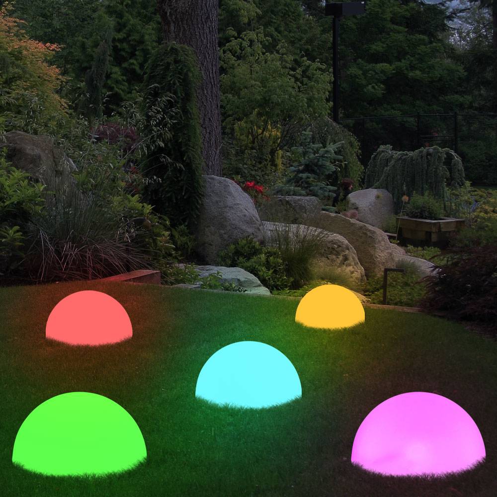 Solarlampe Außenleuchte Gartendeko LED Halbkugel Wegelampe, RGB Farbwechsel, L 475 cm, 10er Set
