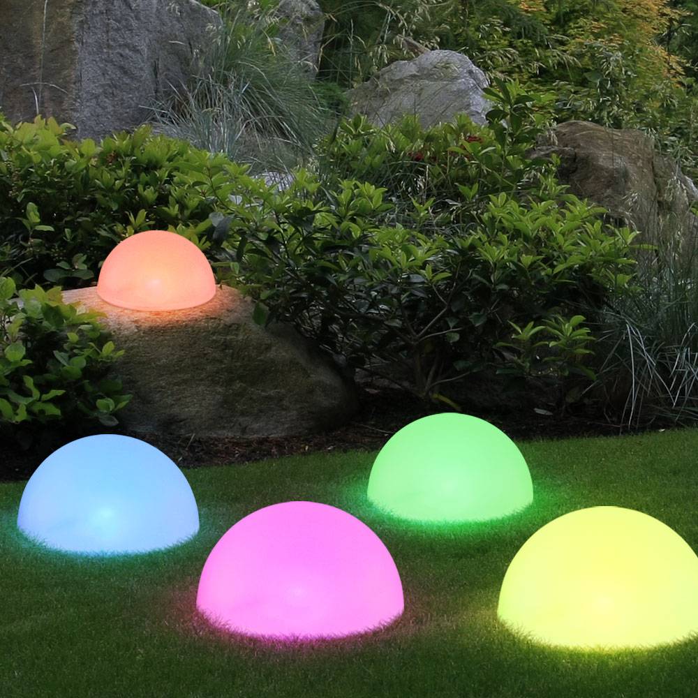 Solarleuchte Farbwechsel Kugellampe Außen Stecklampe Halbkugel Gartendeko Solar, weiß, 5x RGB LED bunt, DxH 15x19 cm, 5er Set