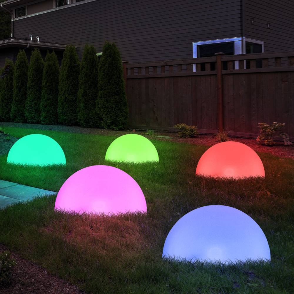 Solarlampe Außenleuchte Gartendeko LED Halbkugel Wegelampe, RGB Farbwechsel, L 475 cm, 10er Set