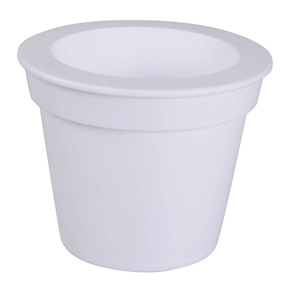 Solar LED Blumenkübel Blumentopf Blumentopf leuchtend Solar Blumentopf Beleuchtung, weiß satiniert, Akku LED neutralweiß, H 19 cm