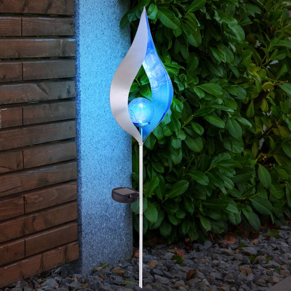 Solarlampen für Außen Gartendeko Solarleuchte Solar Lampe Outdoor, blauer Lichteffekt Tropfen Form mit Glaskugel, 1x LED, Garten