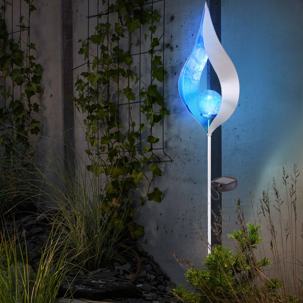 Solarlampen für Außen Gartendeko Solarleuchte Solar Lampe Outdoor, blauer Lichteffekt Tropfen Form mit Glaskugel, 1x LED, Garten