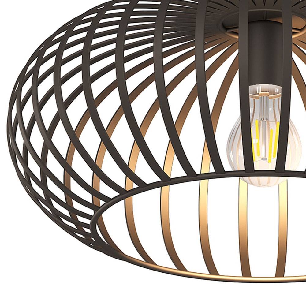 Hängeleuchte Käfig Design Hängelampe Pendelleuchte Wohnzimmer Deckenlampe im Lamellen Design, Metall braun, 1x E27, DxH 40x150 cm