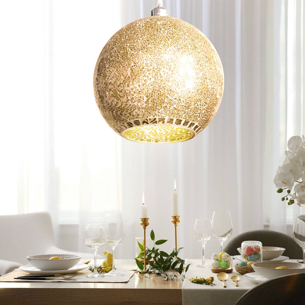 Decken Pendel Lampe Mosaik Design Wohn Ess Zimmer Beleuchtung Glas Hänge Leuchte GOLD