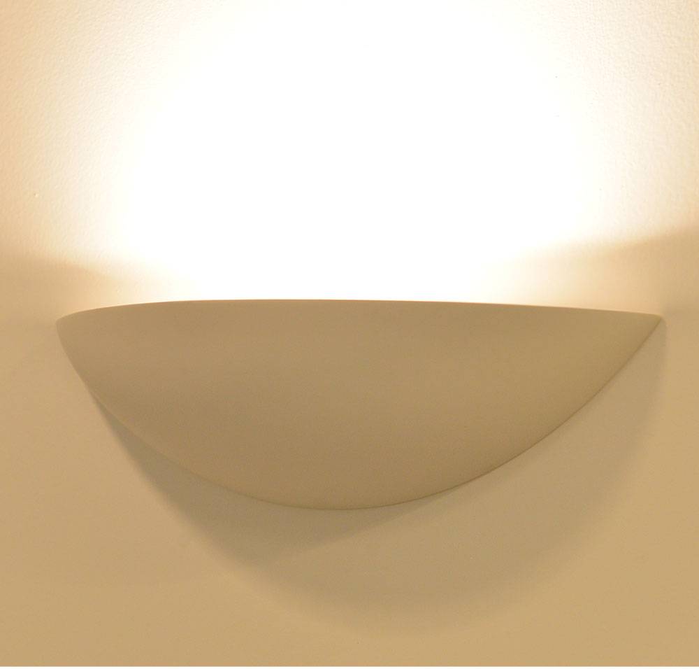 Gips Wandleuchte Wandlampe LED Innen Wandlampe Flur Indirekte Beleuchtung Wand, aufwärts leuchtend weiß, 1x LED 500 Lumen warmweiß, BxT 30x7,5 cm