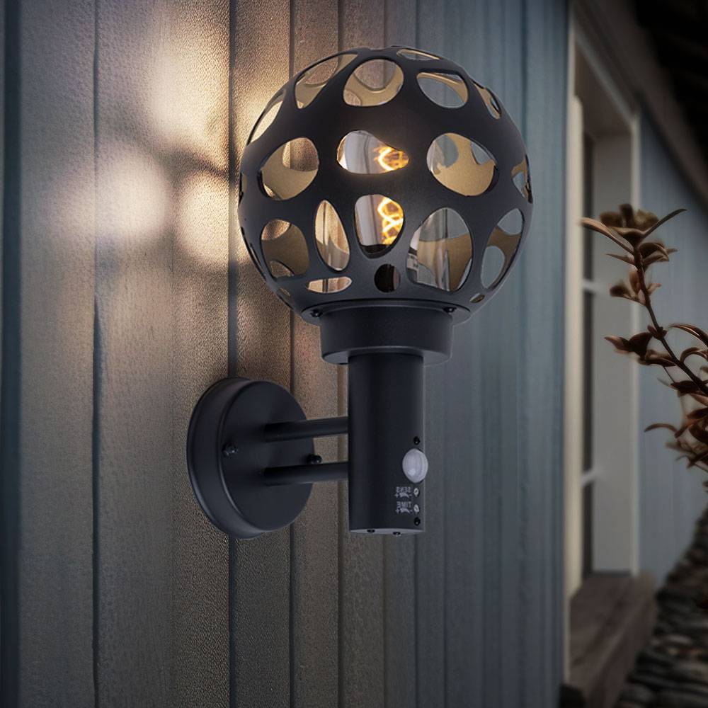 Außenlampe mit Bewegungsmelder anthrazit Wandlampe dimmbar mit Fernbedienung LED Außenwandlampe, RGB Farbwechsel, H 32,7 cm