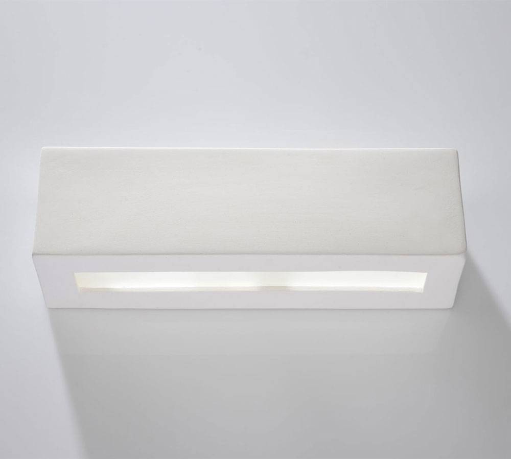 Wandleuchte Innen Wandlampe weiß Keramik Lampe indirektes Licht, UP DOWN Überstreichbar, 1x E27, LxBxH 32x9x9 cm