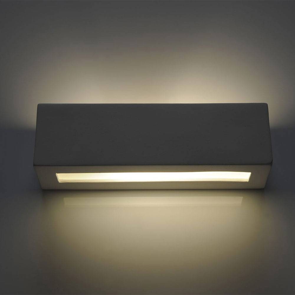 Wandleuchte Innen Wandlampe weiß Keramik Lampe indirektes Licht, UP DOWN Überstreichbar, 1x E27, LxBxH 32x9x9 cm