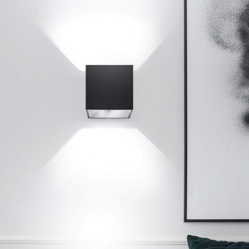 UP Down Wandleuchte Innen Up and Down Leuchten Innen Wandleuchte Cube, Lichteffekt ALU schwarz, 1x G9, L 10 cm