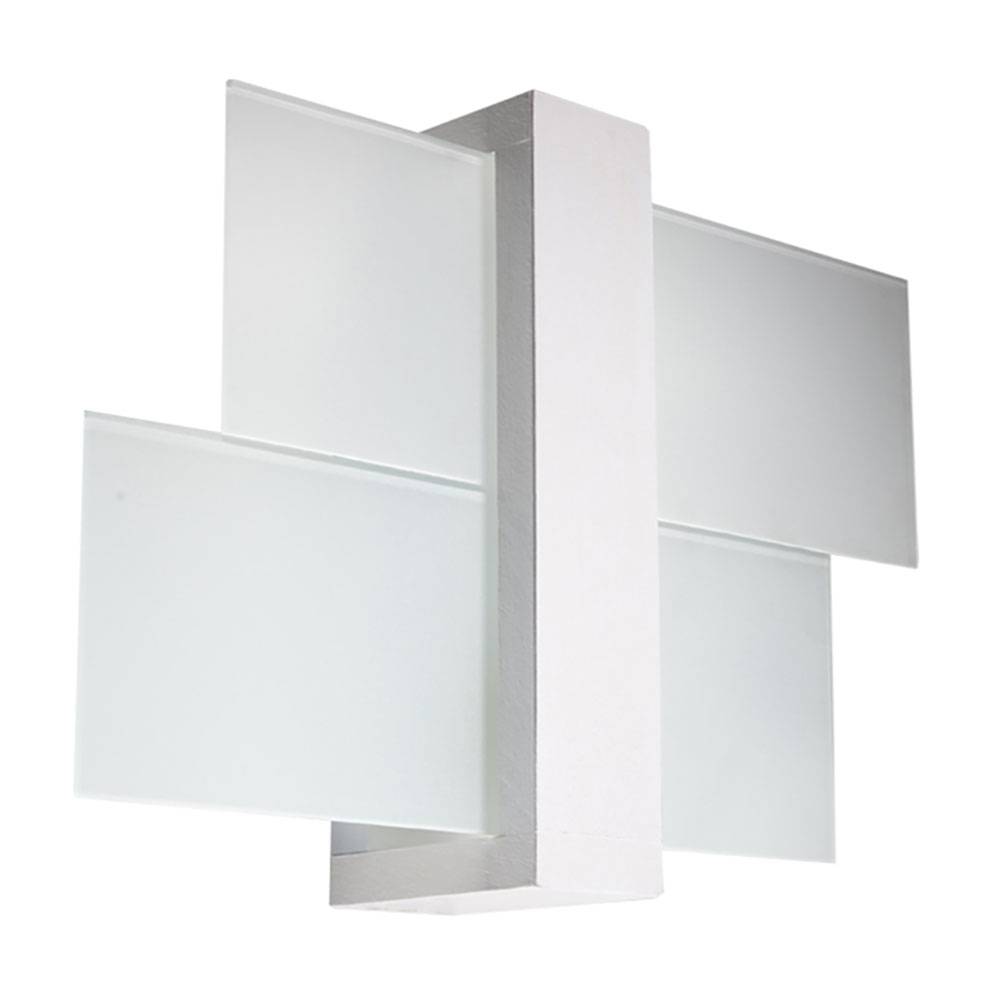 Wandlampe Holz Wandleuchte Glas satiniert Wandleuchte Innen Holz weiß Wandlampe Flur, 1x E27, BxH 30x30 cm