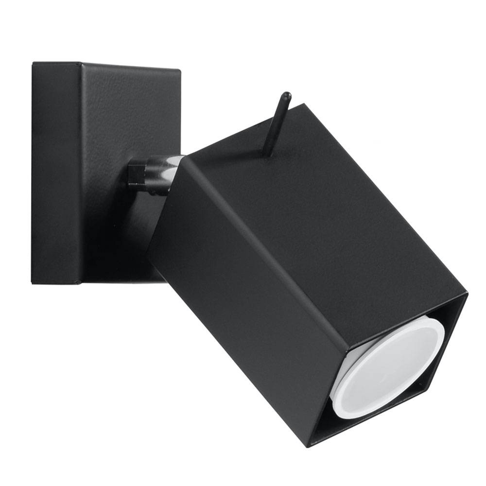 Wandspot schwarz Wandleuchte Wohnzimmer Wandstrahler schwarz, Spot verstellbar Stahl, 1x GU10, LxH 10 x 15 cm