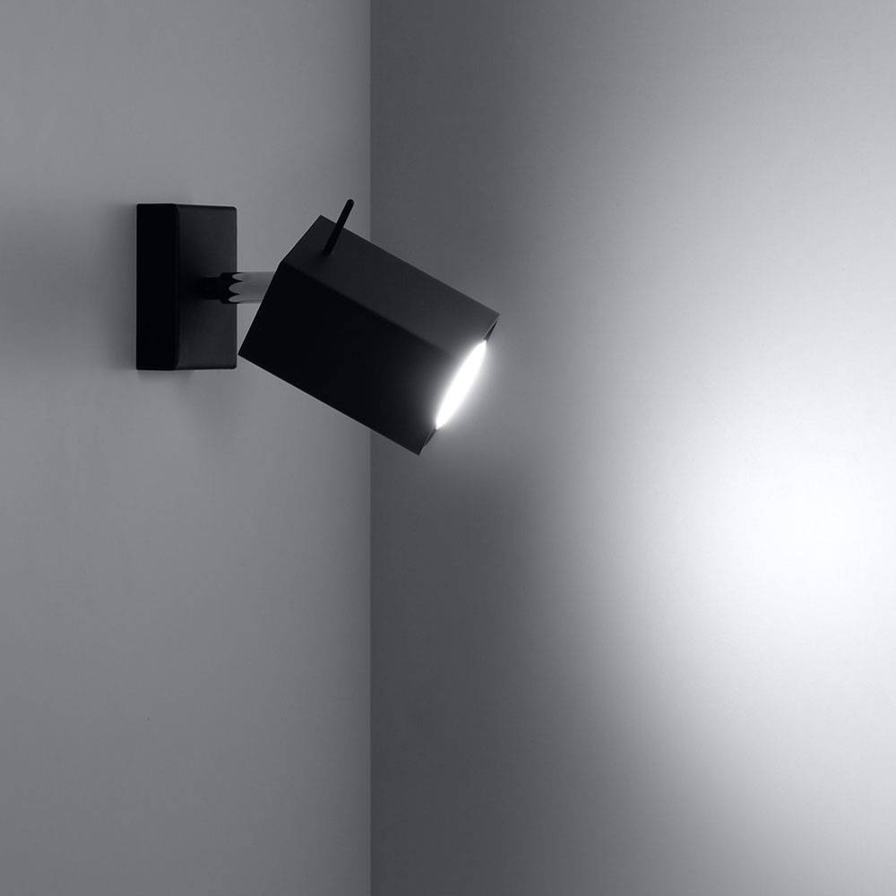 Wandspot schwarz Wandleuchte Wohnzimmer Wandstrahler schwarz, Spot verstellbar Stahl, 1x GU10, LxH 10 x 15 cm