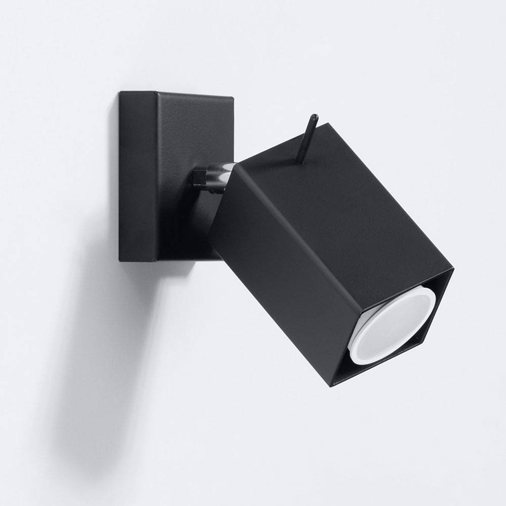 Wandspot schwarz Wandleuchte Wohnzimmer Wandstrahler schwarz, Spot verstellbar Stahl, 1x GU10, LxH 10 x 15 cm