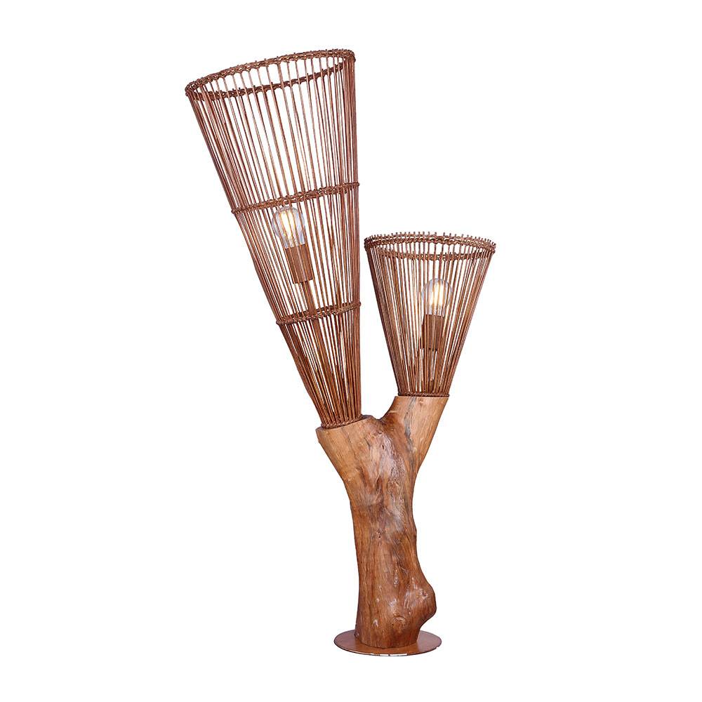 Steh Leuchte Bambus Geflecht Holz Baum Stamm Stand Lampe Wohn Ess Schlaf Zimmer Beleuchtung