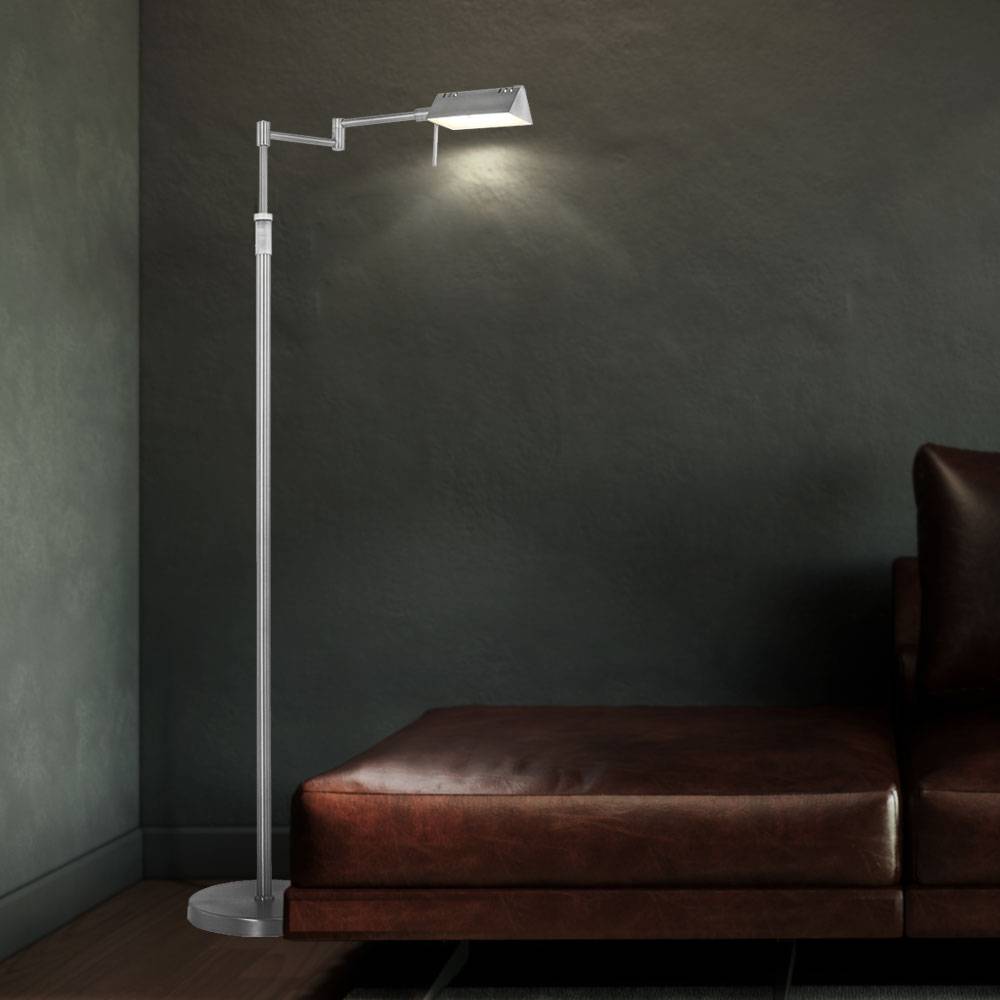LED Steh Leuchte Stahl Höhen verstellbar Klapparm Gelenk Stand Lampe Wohn Zimmer Beleuchtung