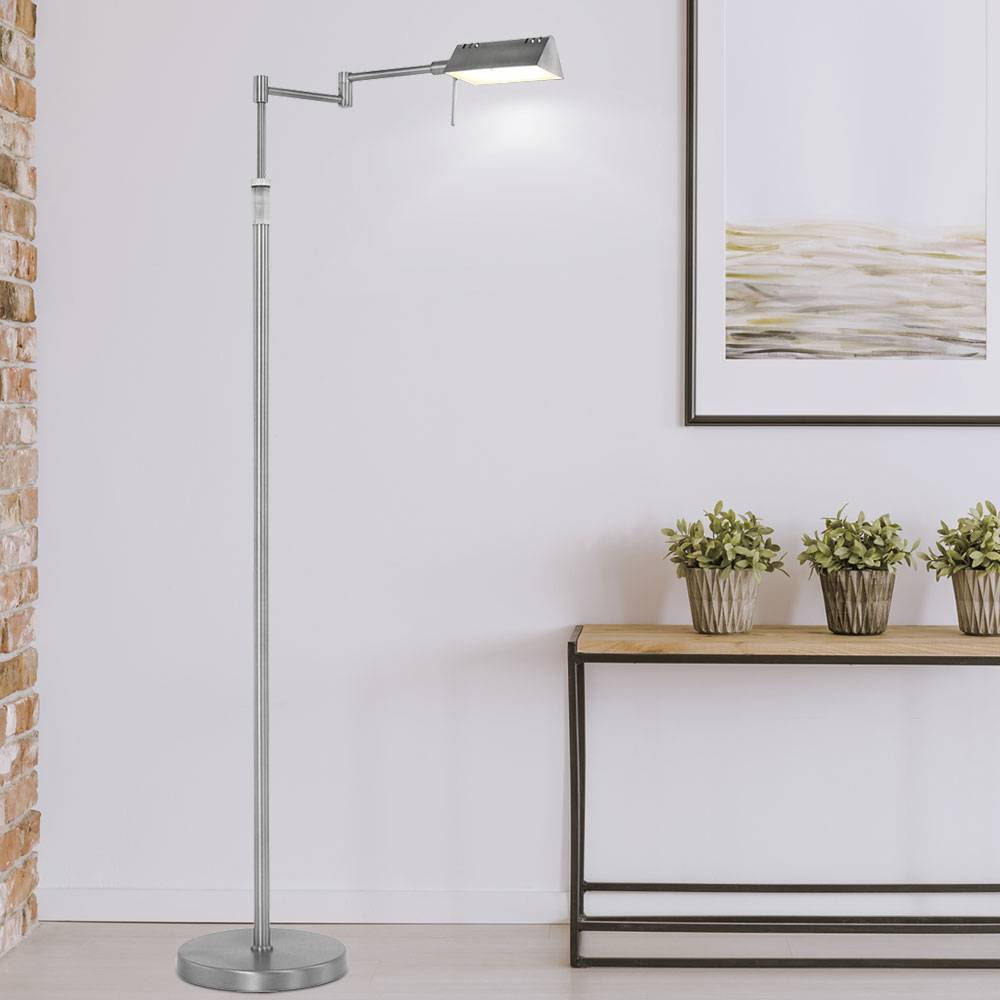 LED Steh Leuchte Stahl Höhen verstellbar Klapparm Gelenk Stand Lampe Wohn Zimmer Beleuchtung