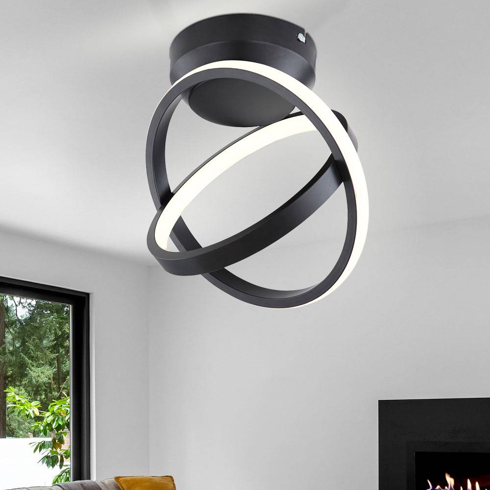 LED Design Decken Lampe Ring-Optik Strahler Leuchte Flur Wohn Zimmer Beleuchtung schwarz-matt
