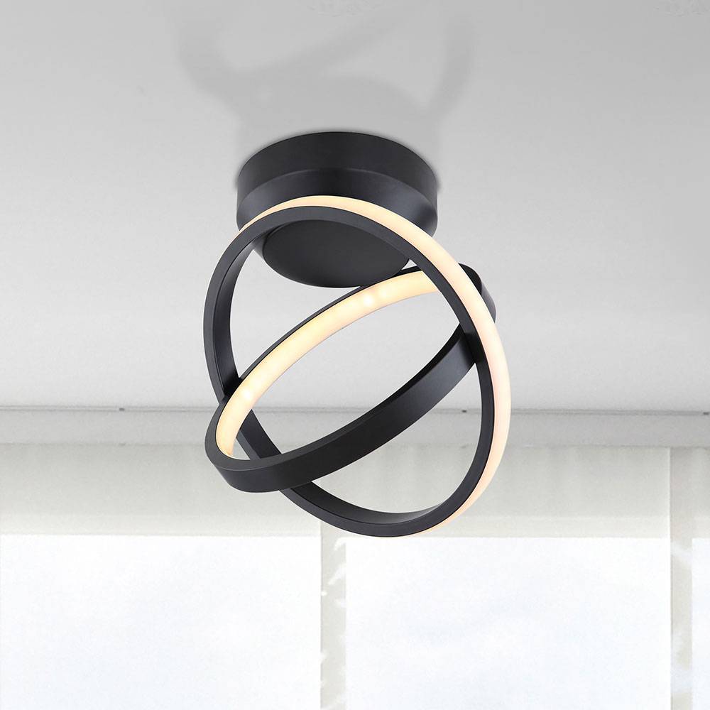 LED Design Decken Lampe Ring-Optik Strahler Leuchte Flur Wohn Zimmer Beleuchtung schwarz-matt