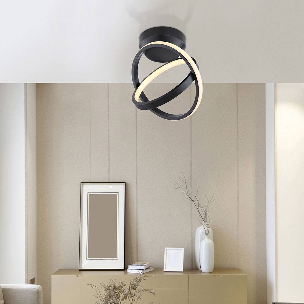 LED Design Decken Lampe Ring-Optik Strahler Leuchte Flur Wohn Zimmer Beleuchtung schwarz-matt