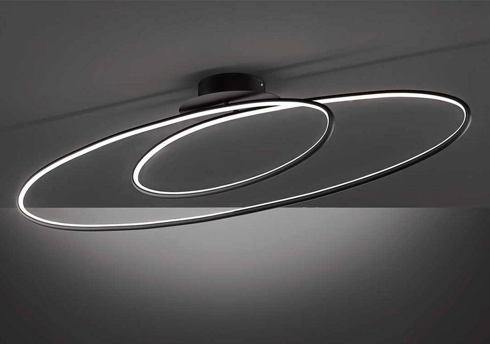 LED Decken Lampe schwarz Wohn Ess Zimmer Beleuchtung Ring Leuchte dimmbar über Wandschalter