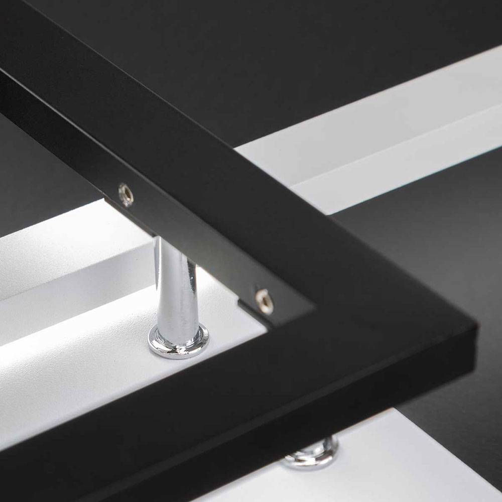 Deckenlampe Deckenleuchte Wohnzimmerlampe quadrat schwarz weiß LED, Metall, 1x LED warmweiß, LxB 48x31 cm