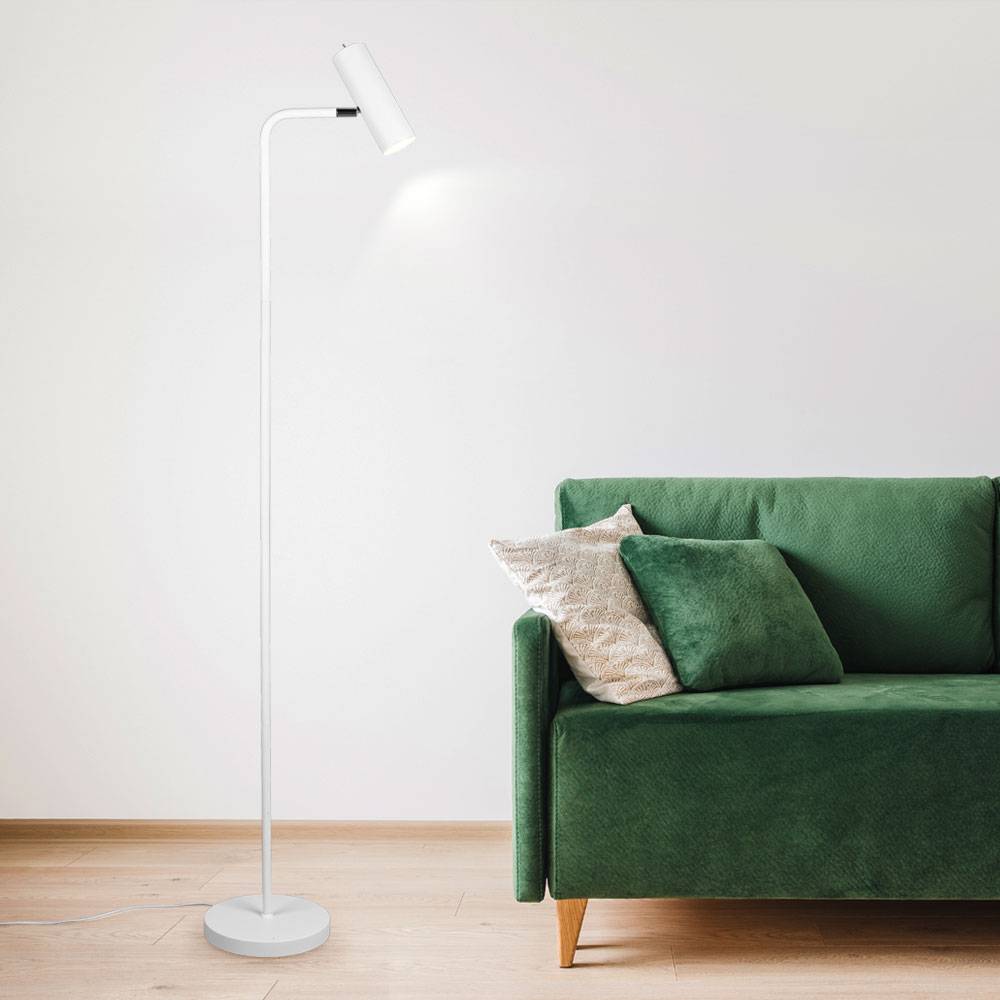 Steh Leuchte Wohn Zimmer weiß-matt Spot Strahler Beleuchtung verstellbar Decken Fluter Lese Lampe