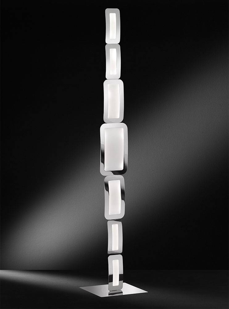 LED Design Stand Steh Lampe TOUCH DIMMER Wohn Ess Zimmer Beleuchtung Chrom Beistell Leuchte silber 136 cm
