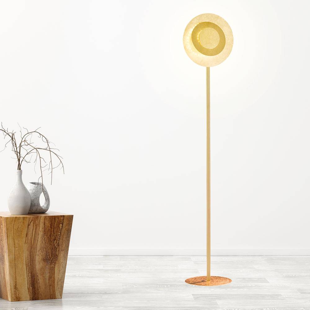 LED Design Steh Leuchte Wohn Schlaf Zimmer Beleuchtung Stand Lampe gold patina