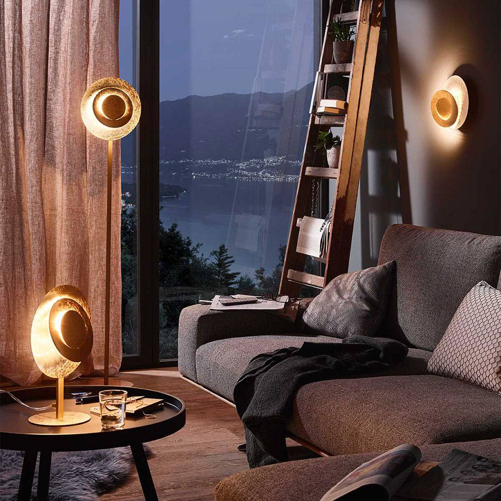 LED Design Steh Leuchte Wohn Schlaf Zimmer Beleuchtung Stand Lampe gold patina