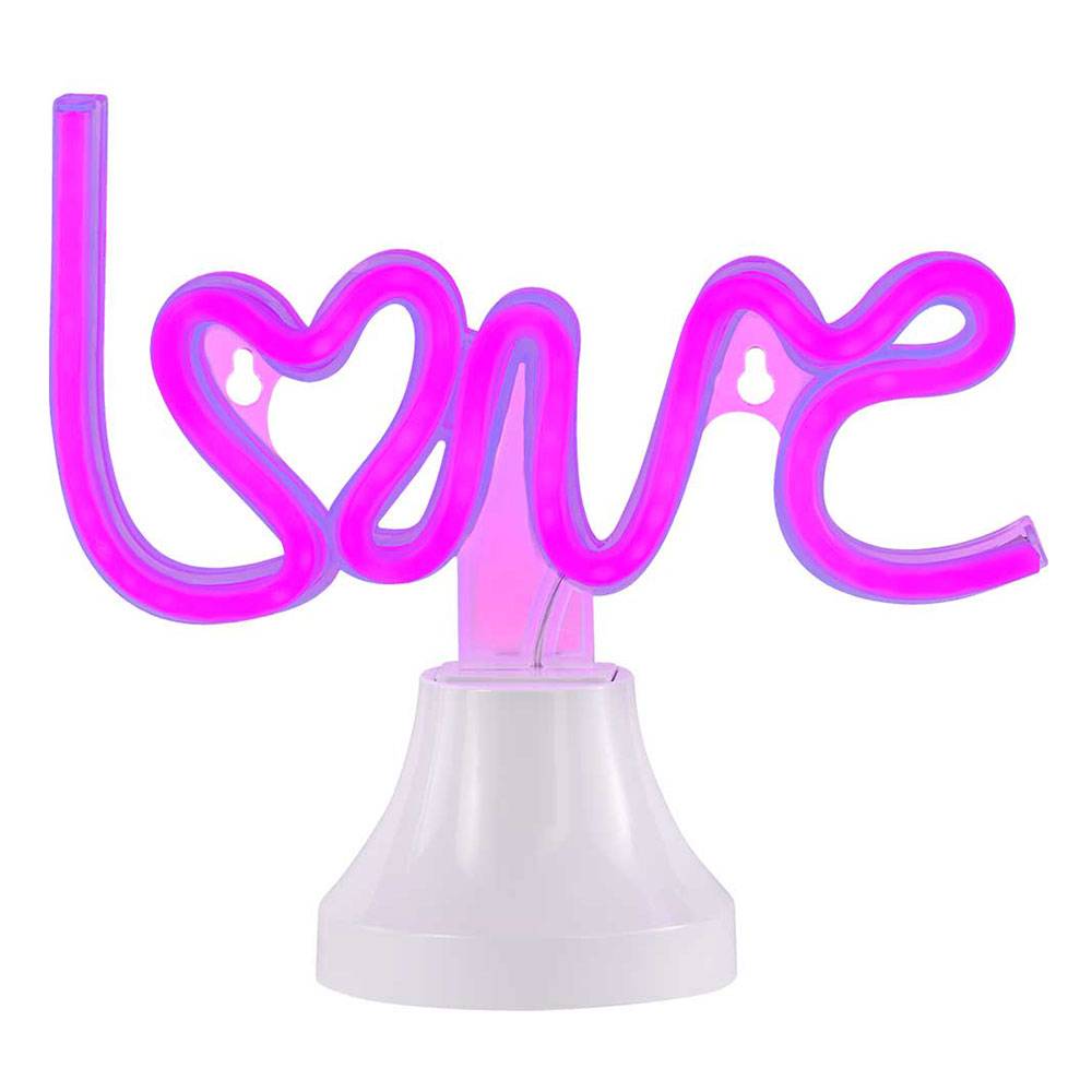 LED Tisch Leuchte Ess Zimmer Deko Neon Schild Party Wand Beleuchtung pink USB Lampe LOVE