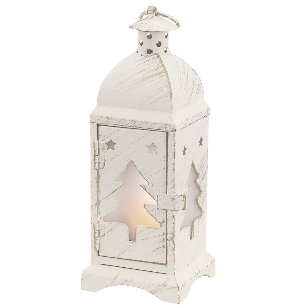 Kleine Laterne Batterie Laterne Weihnachten Weihnachtslampe Innen Weihnachtslaterne in weiß Shabby Chic, 1x Stern 1x Tanne 1x Rentier 1x Engel, 1x