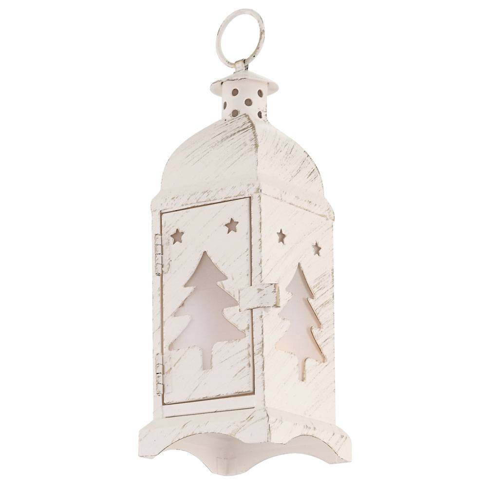 Kleine Laterne Batterie Laterne Weihnachten Weihnachtslampe Innen Weihnachtslaterne in weiß Shabby Chic, 1x Stern 1x Tanne 1x Rentier 1x Engel, 1x