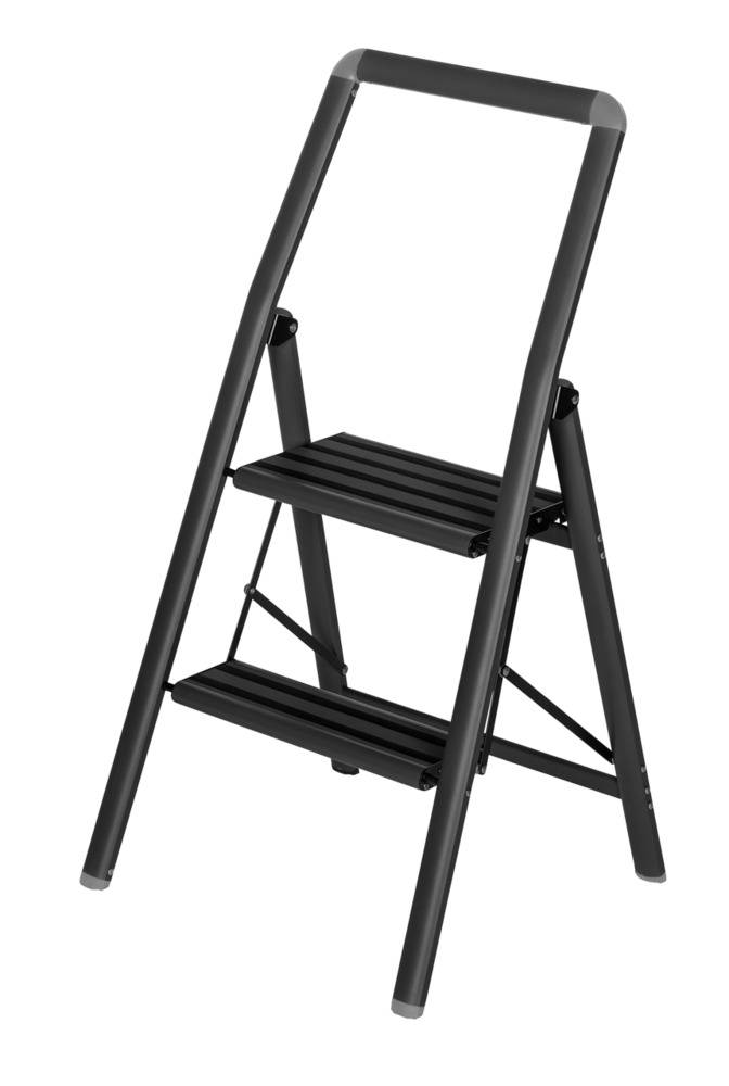 Alu-Klapptrittleiter Compact 2-stufig Schwarz