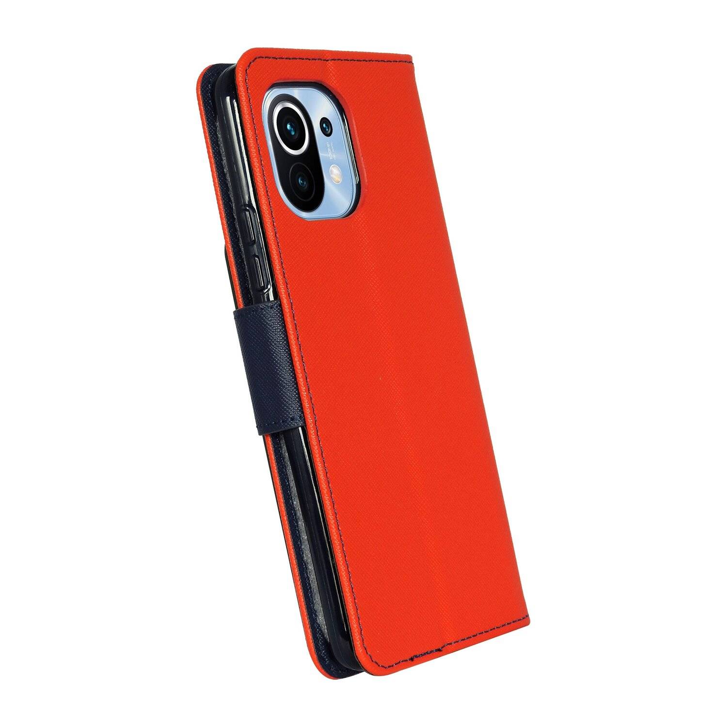 Buch Tasche "Fancy" für XIAOMI MI 11 Handy Hülle Etui Brieftasche Schutzhülle mit Standfunktion, Kartenfach Rot-Blau