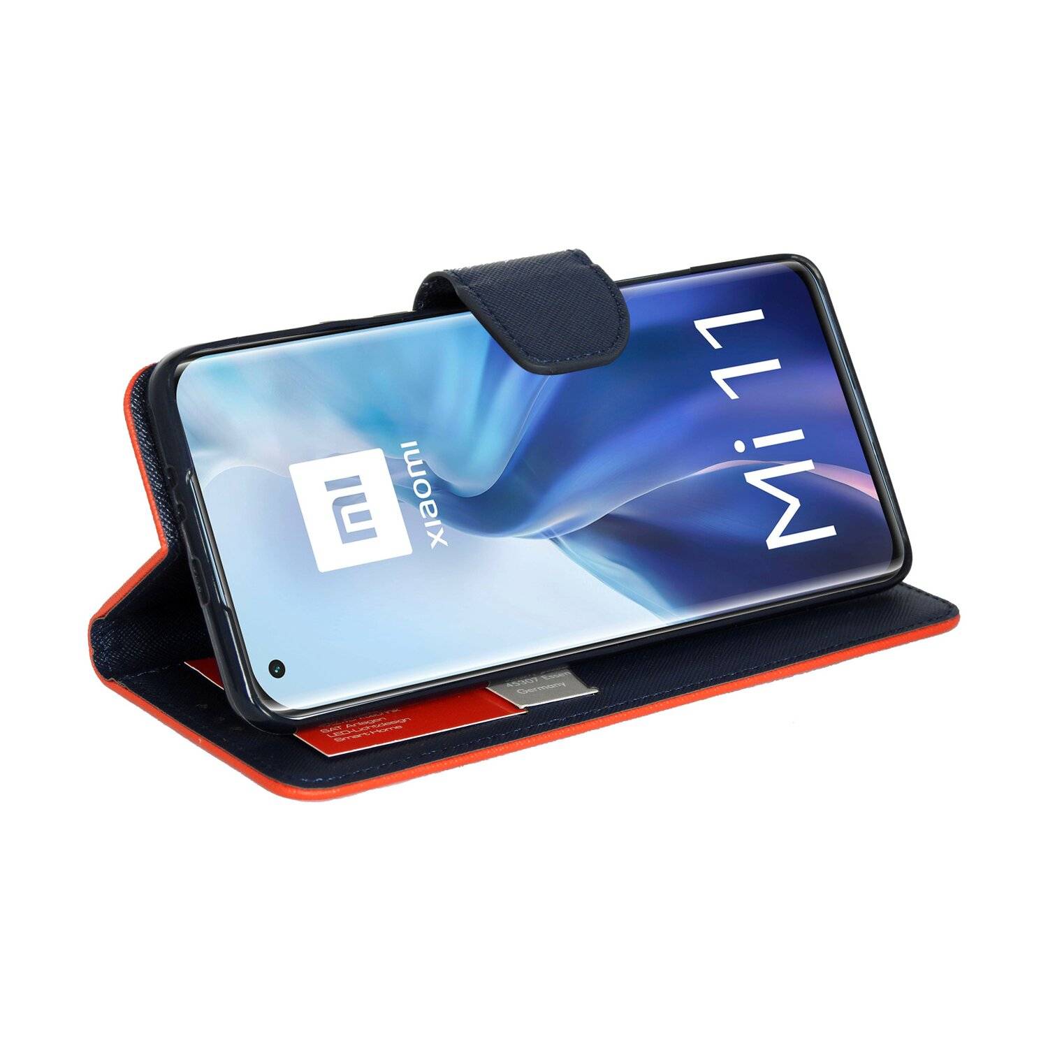 Buch Tasche "Fancy" für XIAOMI MI 11 Handy Hülle Etui Brieftasche Schutzhülle mit Standfunktion, Kartenfach Rot-Blau