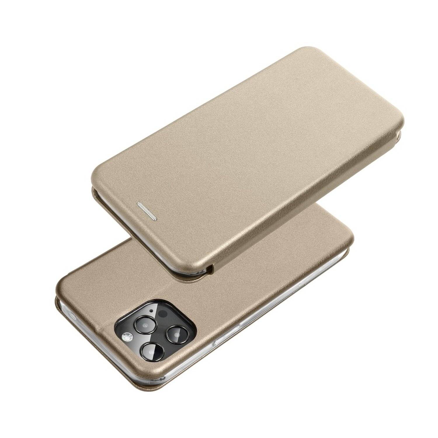 Elegante Buch-Tasche Hülle Leder Optik "Elegance" Wallet Book-Style Schale für Samsung Galaxy S20 FE (G780F) Gold