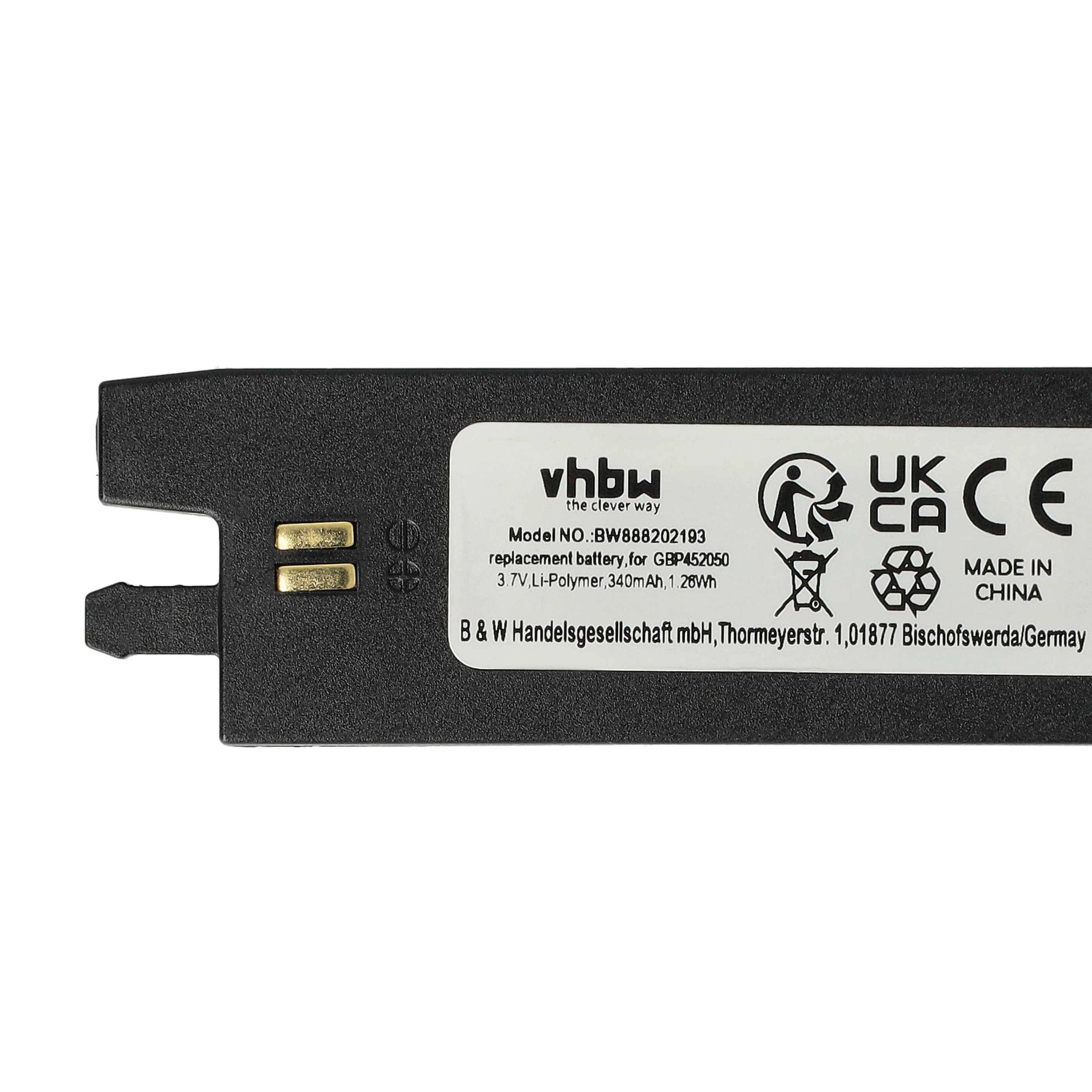 vhbw Akku kompatibel mit Gibson (automatische Stimmsysteme), GForce, Min-ETune-System E-Gitarre (340mAh, 3,7V, Li-Polymer)