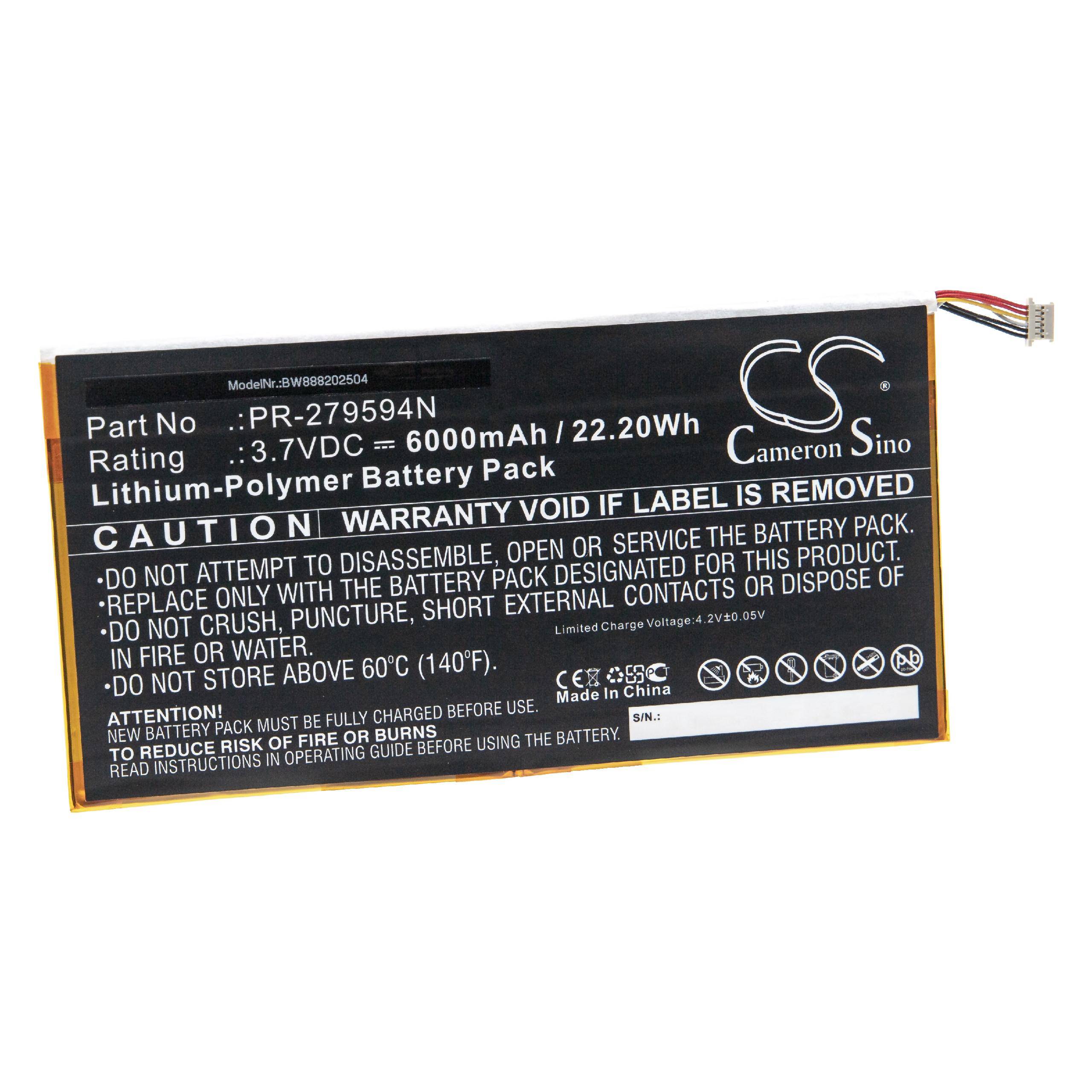 vhbw Akku kompatibel mit Acer Iconia One 10 B3-A40 | Tablet Pad (6000 mAh, 3,7 V, Li-Polymer)