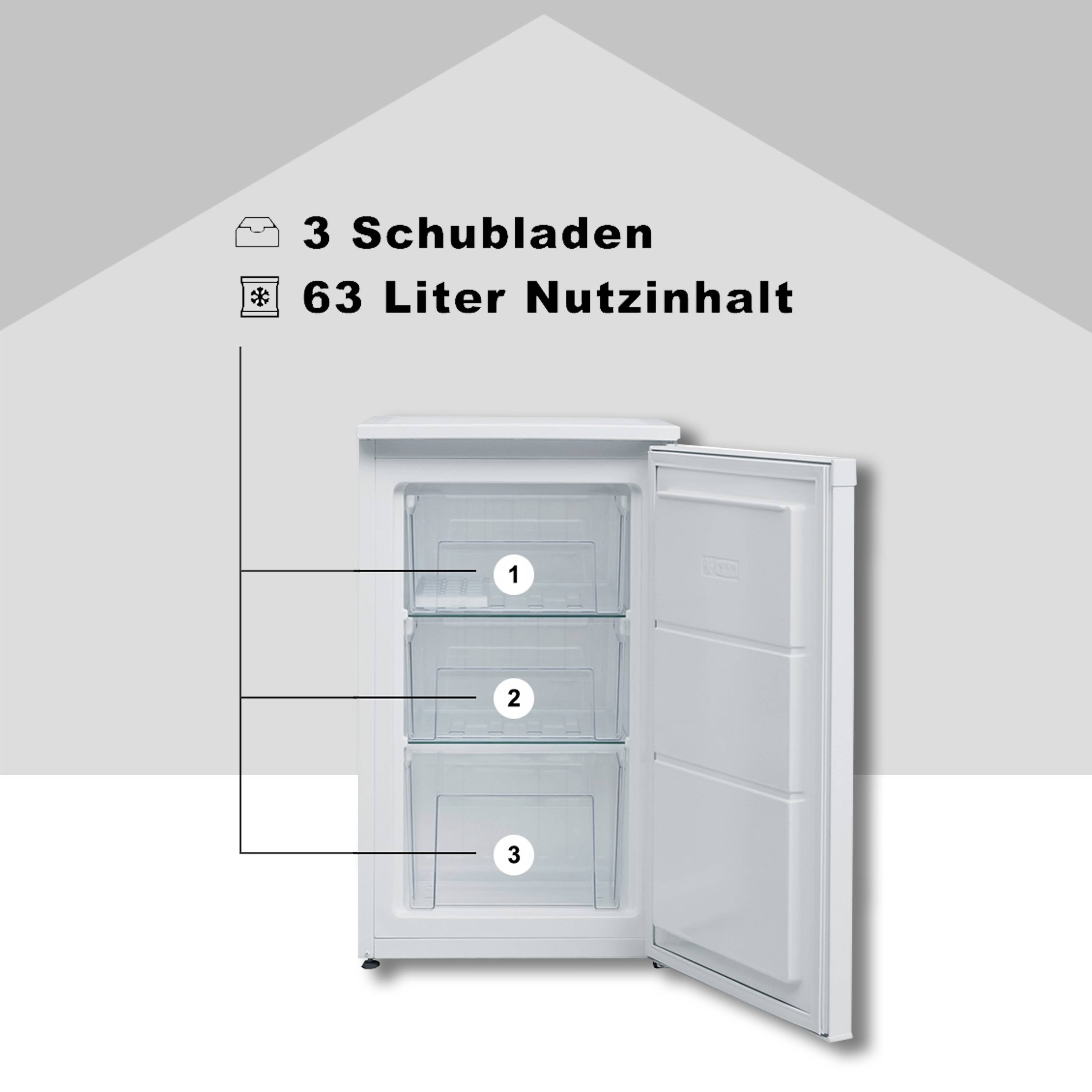 Telefunken CF-34-101-W Gefrierschrank (4-Sterne) / Höhe 82,1 cm / 160 kWh / 63 L Nutzinhalt