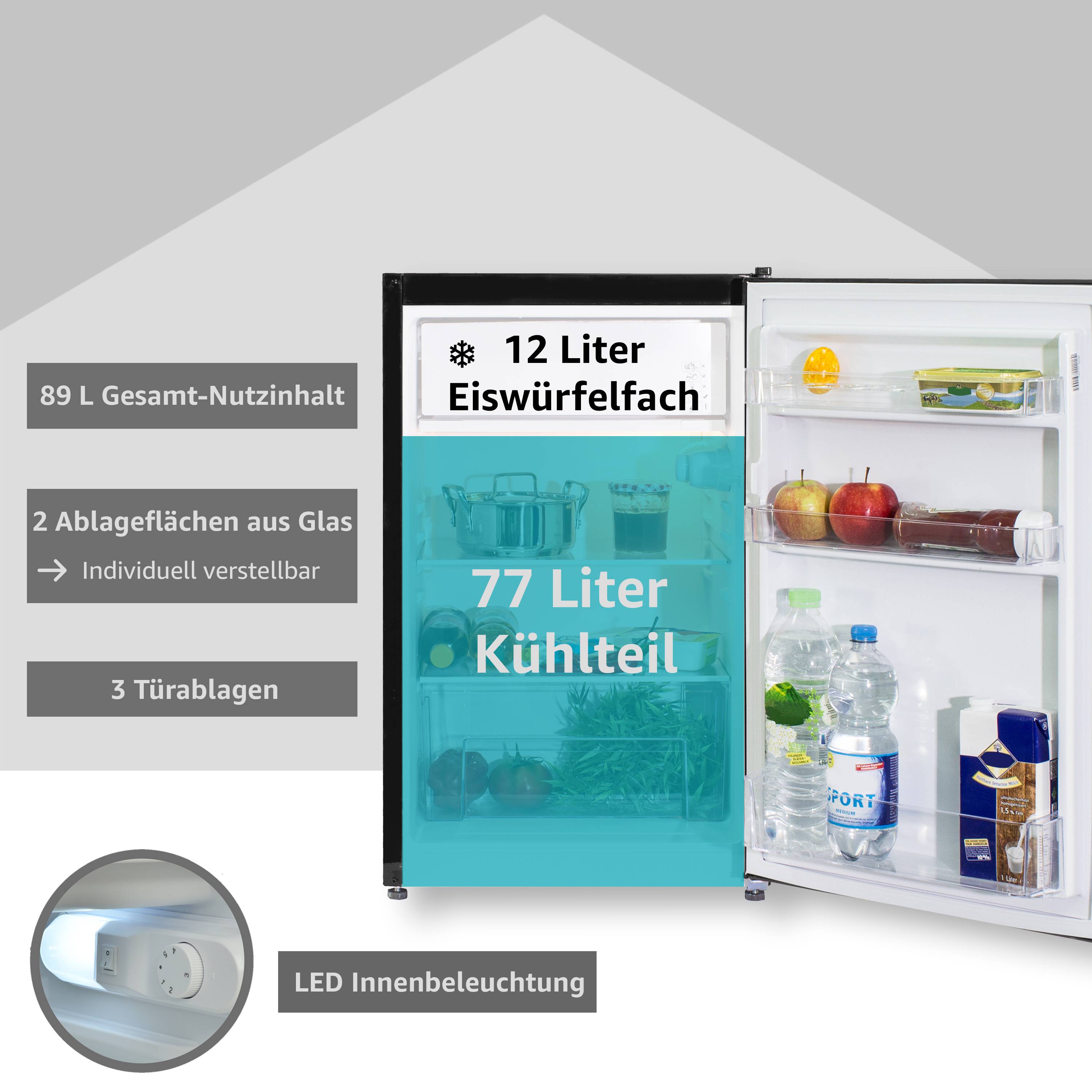 Telefunken CF-33-101-B Kühlschrank mit Eiswürfelfach / 89 L Nutzinhalt / Höhe 82,1 cm / 136 kWh/Jahr