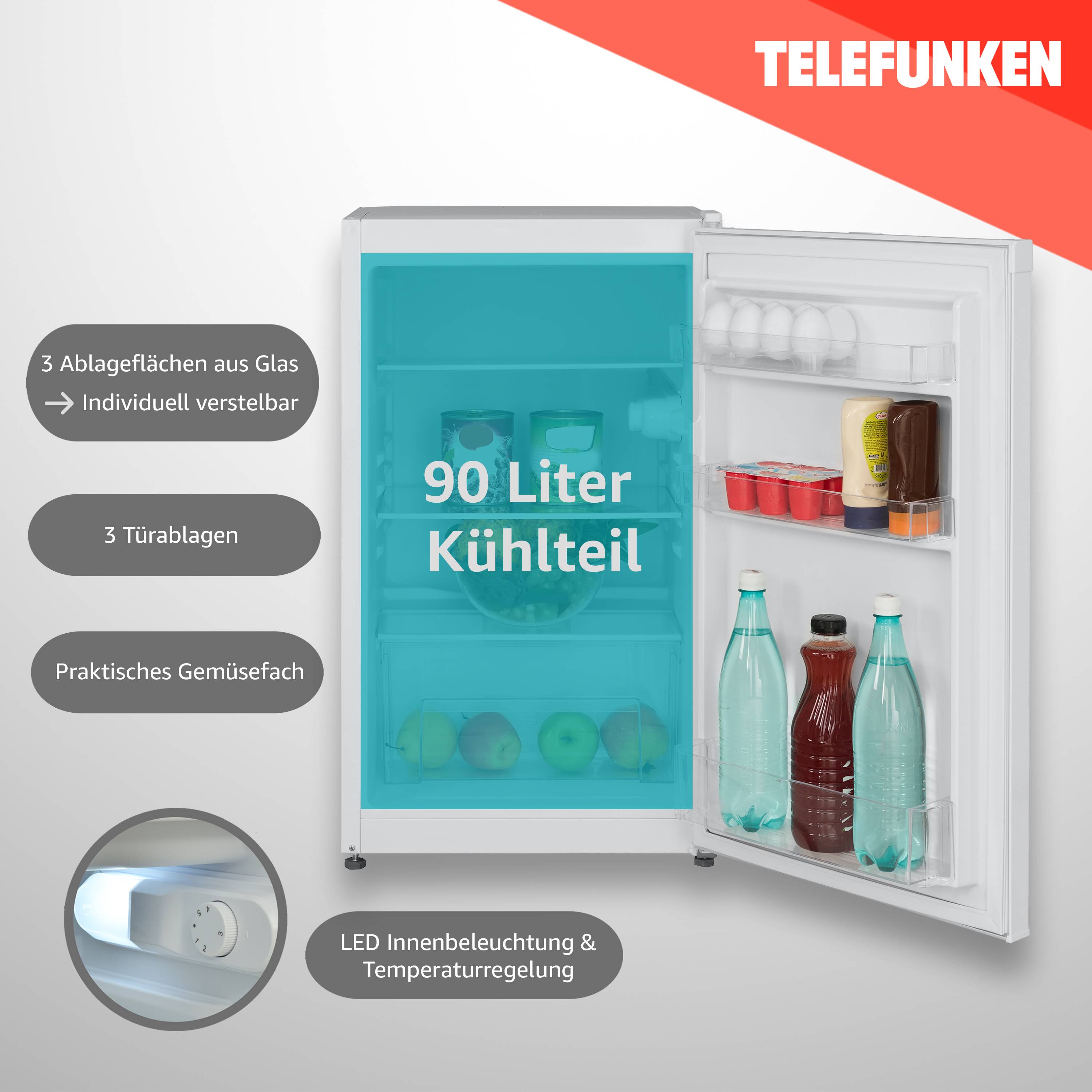 Telefunken CF-31-121-W Kühlschrank ohne Gefrierfach | Freistehend | 90 L Gesamt-Nutzinhalt | Temperaturregelung