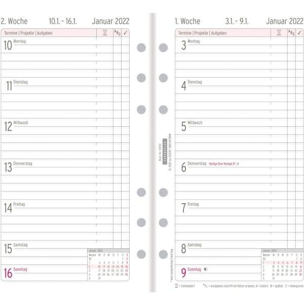 Kalendarium Wochenplan Midi 2022 (1Woche/1 Seiten) 2022