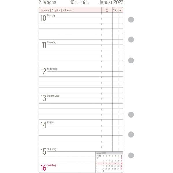 Kalendarium Wochenplan Midi 2022 (1Woche/1 Seiten) 2022