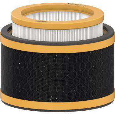Zylindrischer Luftfilter-Patronenfilter mit gefaltetem weißem Innenfilter und schwarzer Wabenschicht außen, auf weißem Hintergrund dargestellt.