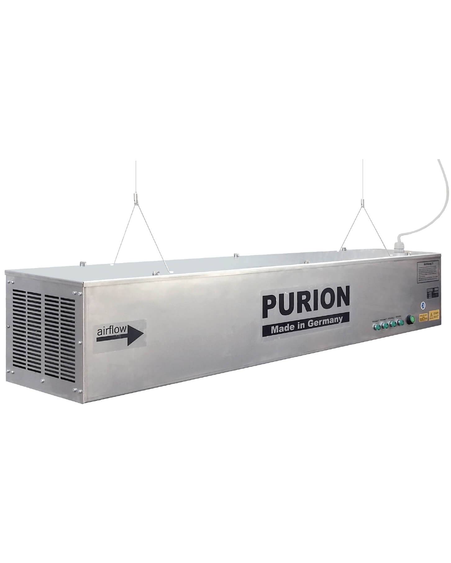 AIRPURION 400W integrierte Luftumwälzung, Luftdurchsatz 500 m³/h, 4x 90W UVC Entkeimungslampe mit Seilabhängung