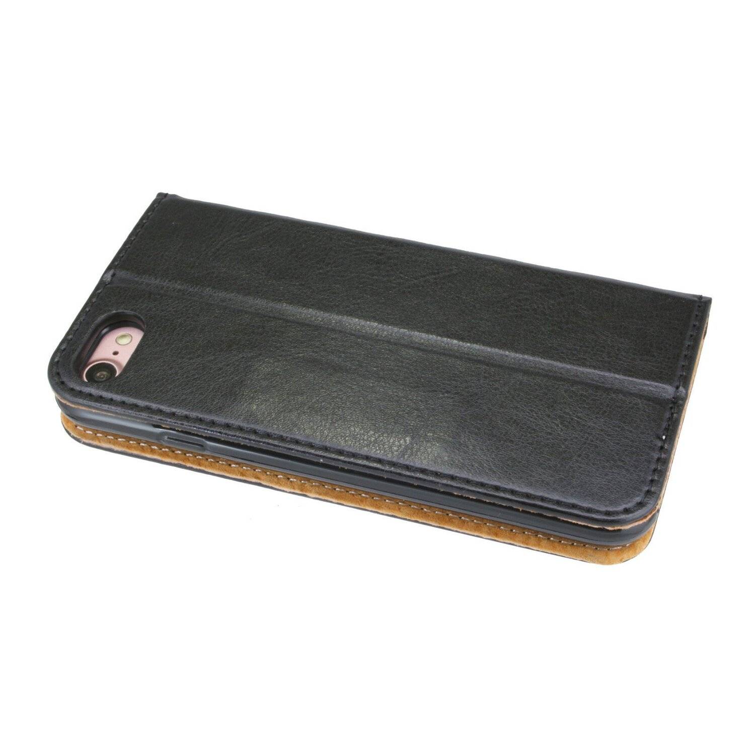 cofi1453 Elegante ECHT Leder Buch-Tasche Hülle für Samsung Galaxy M21 (M215F) in Schwarz Wallet Book-Style Cover Schale