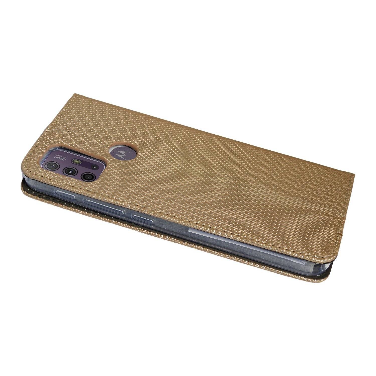 Elegante Buch-Tasche Hülle Smart Magnet für MOTOROLA MOTO G10 Leder Optik Wallet Book-Style Cover Schale in Gold