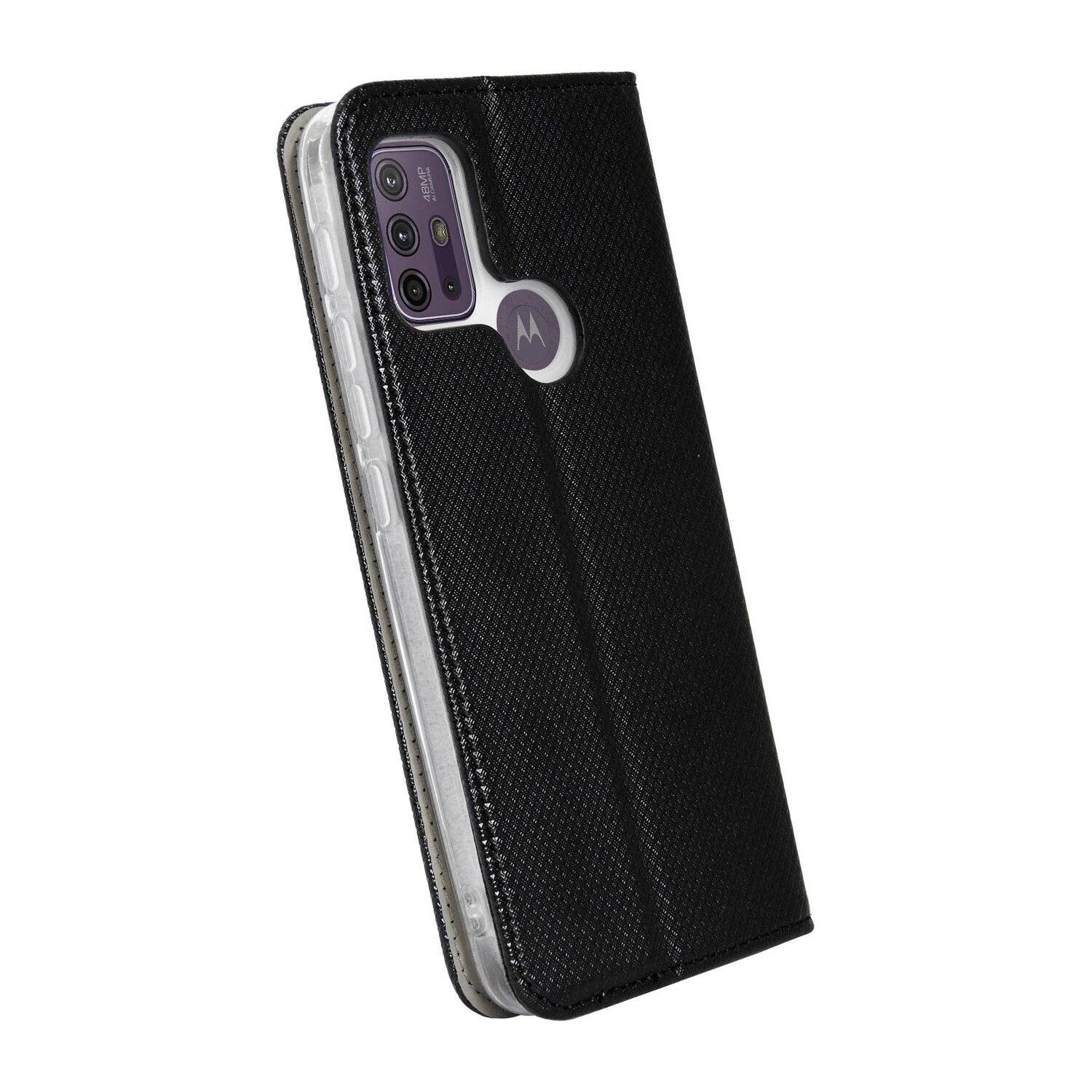 Elegante Buch-Tasche Hülle Smart Magnet für MOTOROLA MOTO G10 POWER Leder Optik Wallet Book-Style in Schwarz
