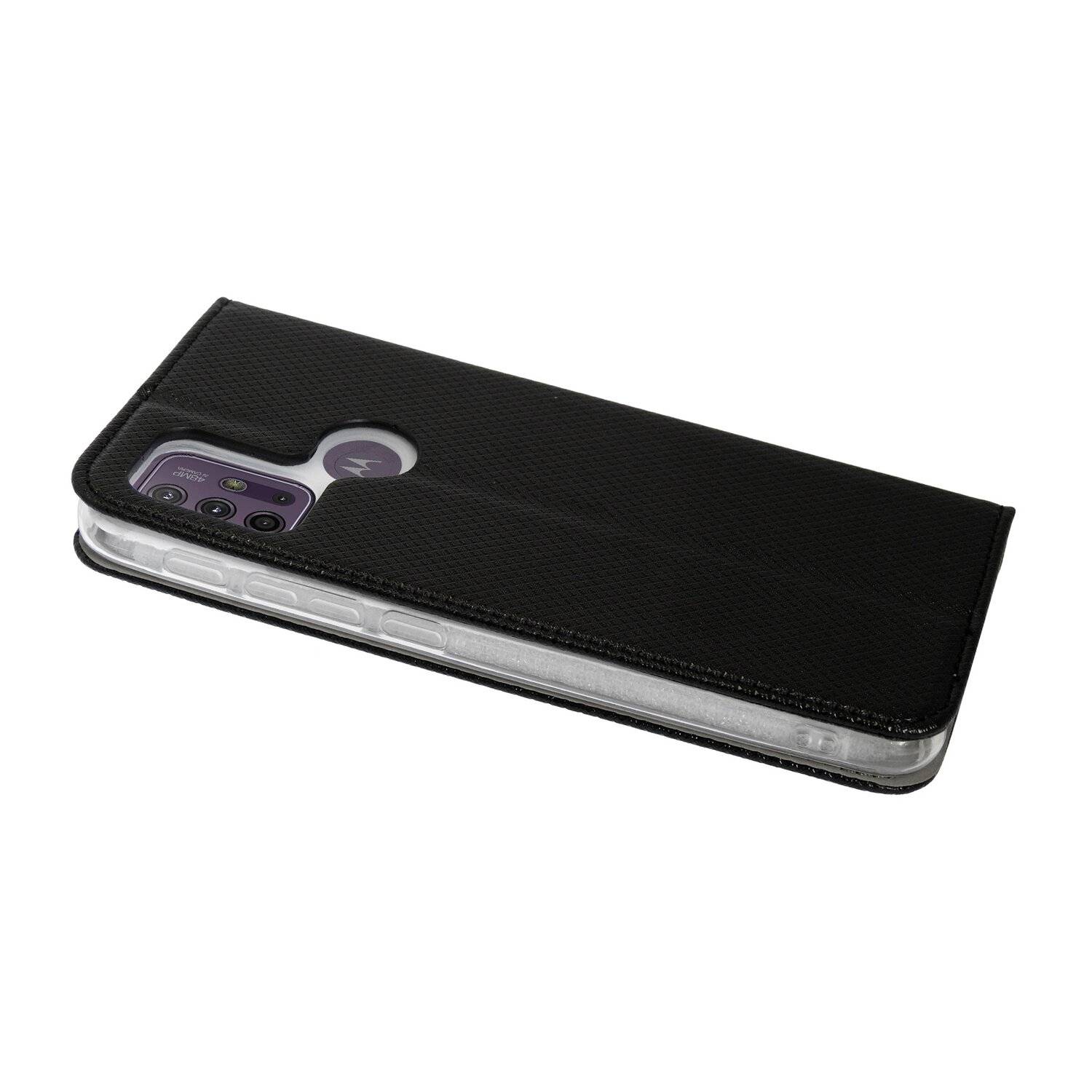 Elegante Buch-Tasche Hülle Smart Magnet für MOTOROLA MOTO G10 POWER Leder Optik Wallet Book-Style in Schwarz