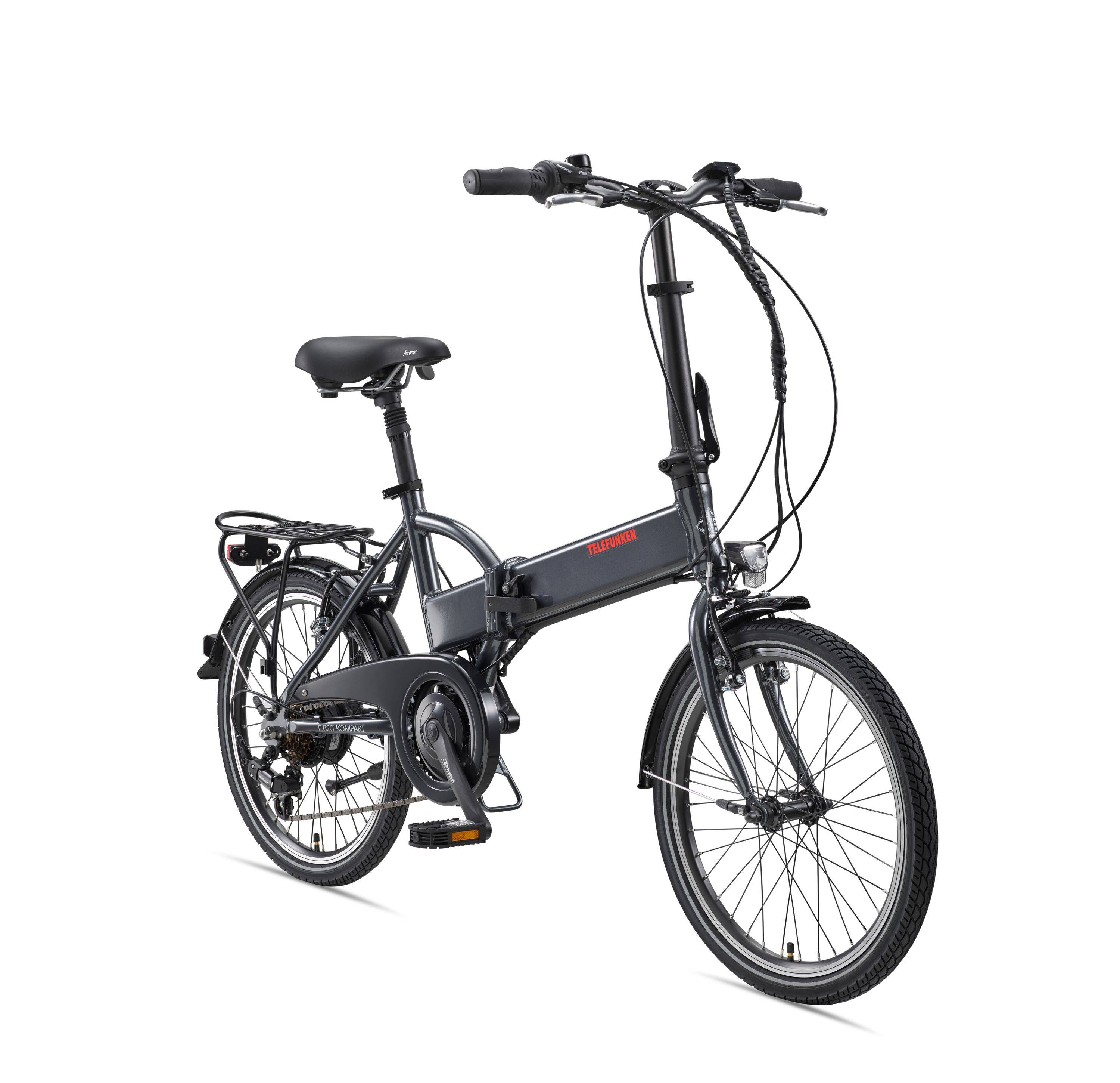 Telefunken E-Bike 20 Zoll Faltrad Pedelec Fahrrad 6 Gang Shimano Kompakt F820